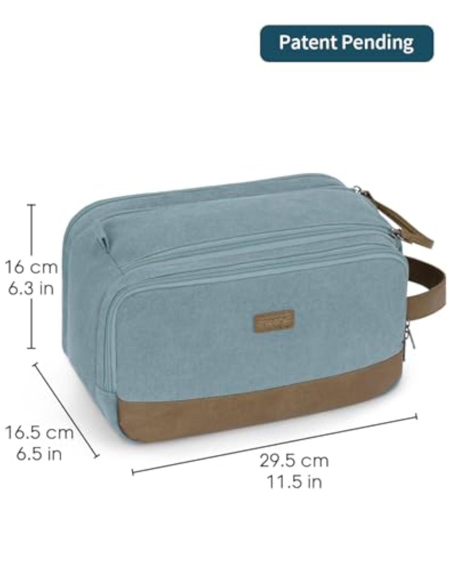 Men's Pale Blue Leather & Canvas Travel Toiletry Organizer